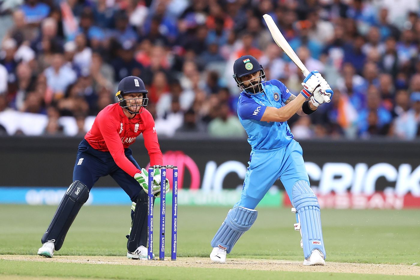 Eyes on the ball Virat Kohli bats in the 2022 Men's T20 World Cup semi
