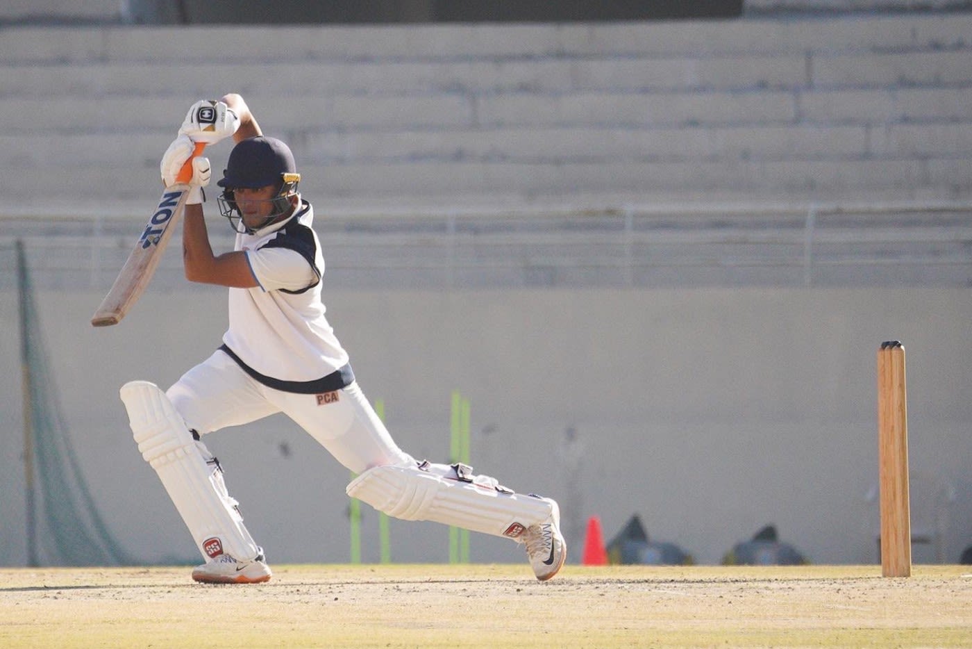 Abhishek Sharma Leans Into A Drive Espncricinfo