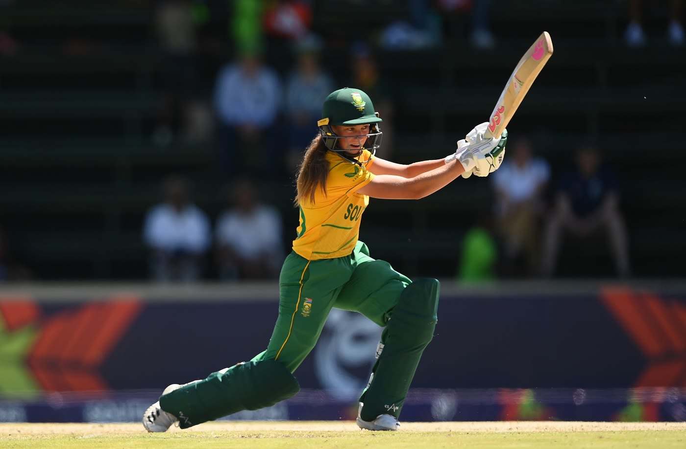 Simone Less Running Simone Lourens drills one through the off side during her 61-run knock ...