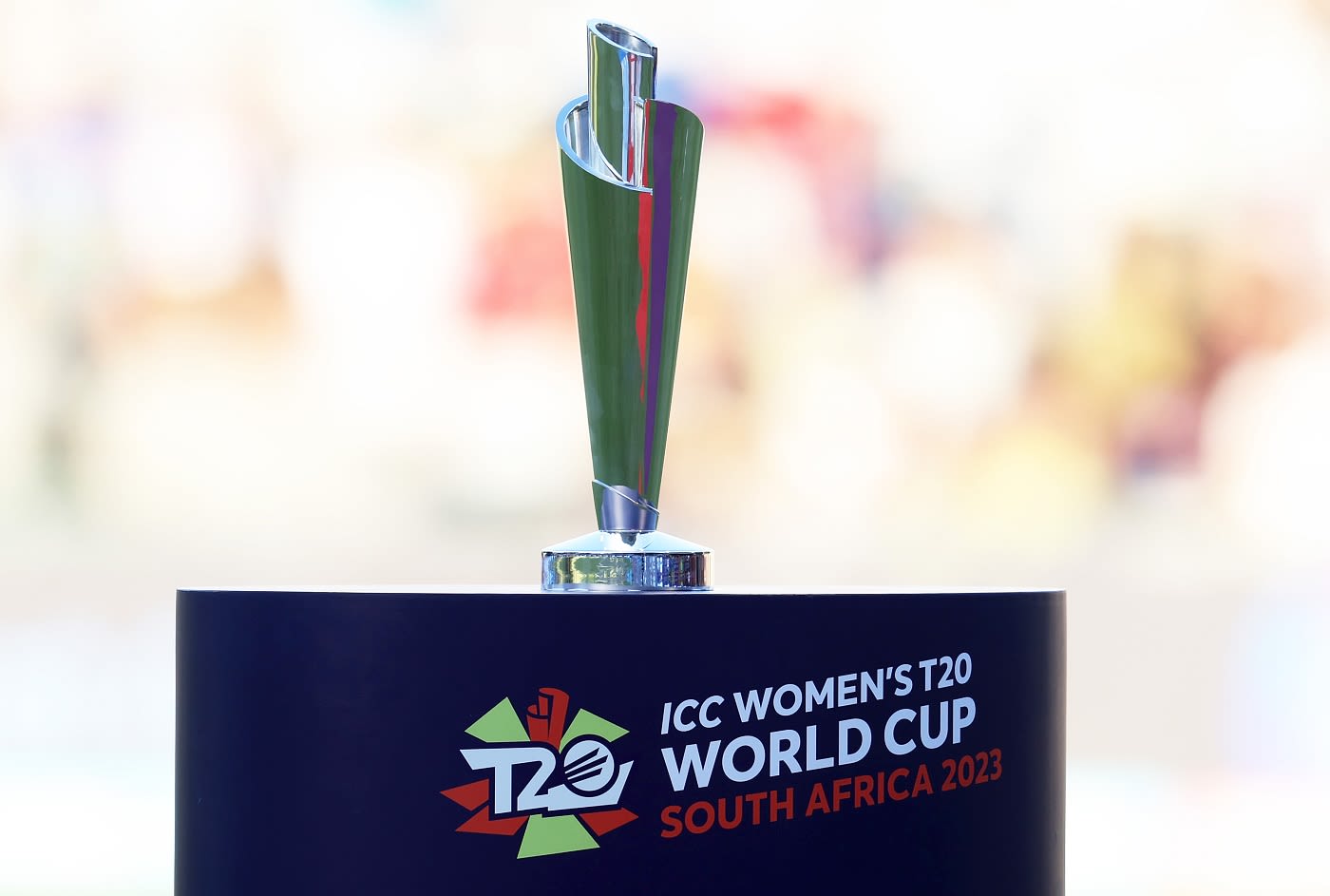 The Women's T20 World Cup trophy on display