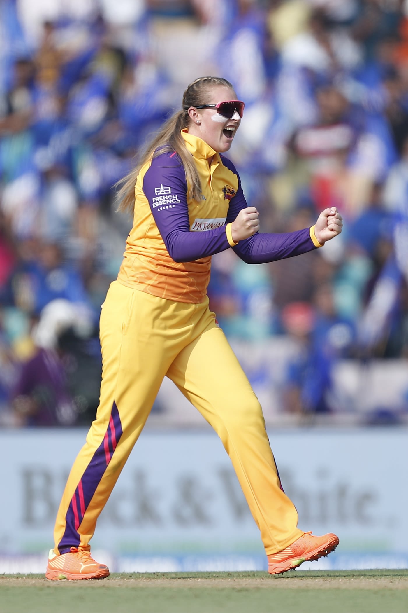 Sophie Ecclestone exults after taking a wicket