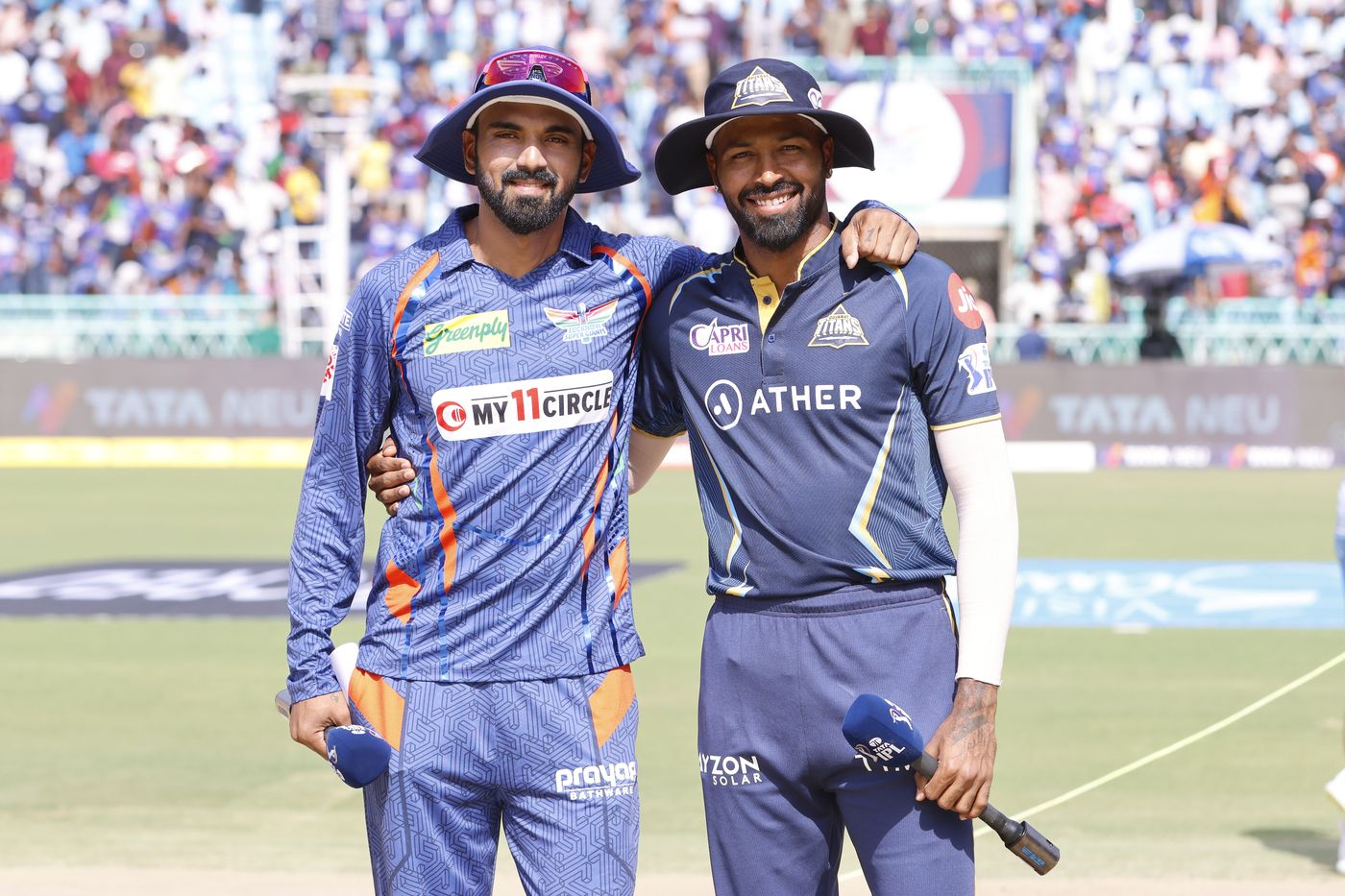 KL Rahul and Hardik Pandya strike a pose ahead of the toss ...