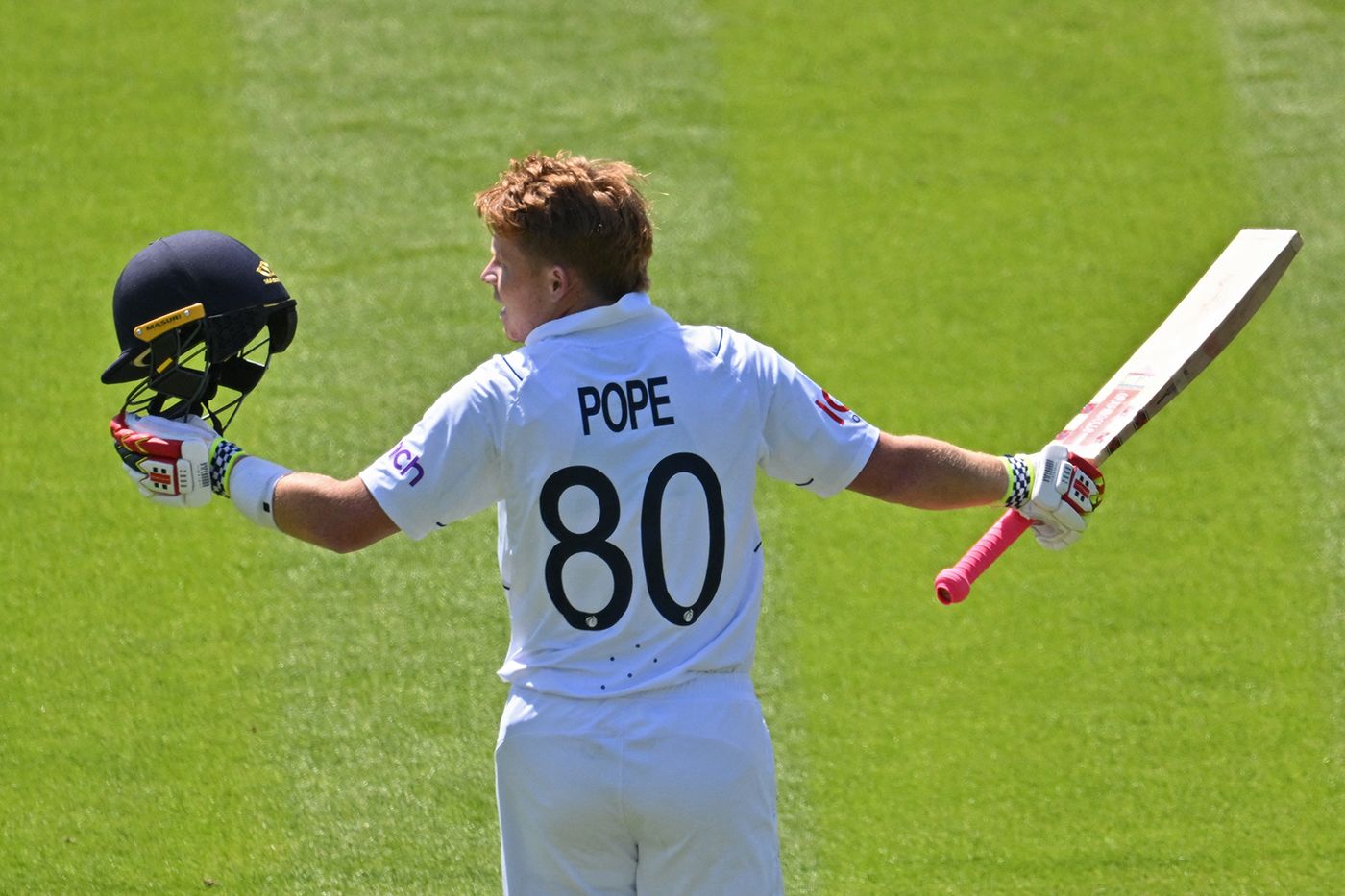 Ollie Pope celebrates his first Lord's hundred