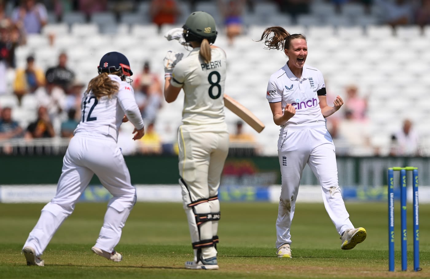 Lauren Filer almost had a first-ball wicket before Ellyse Perry ...