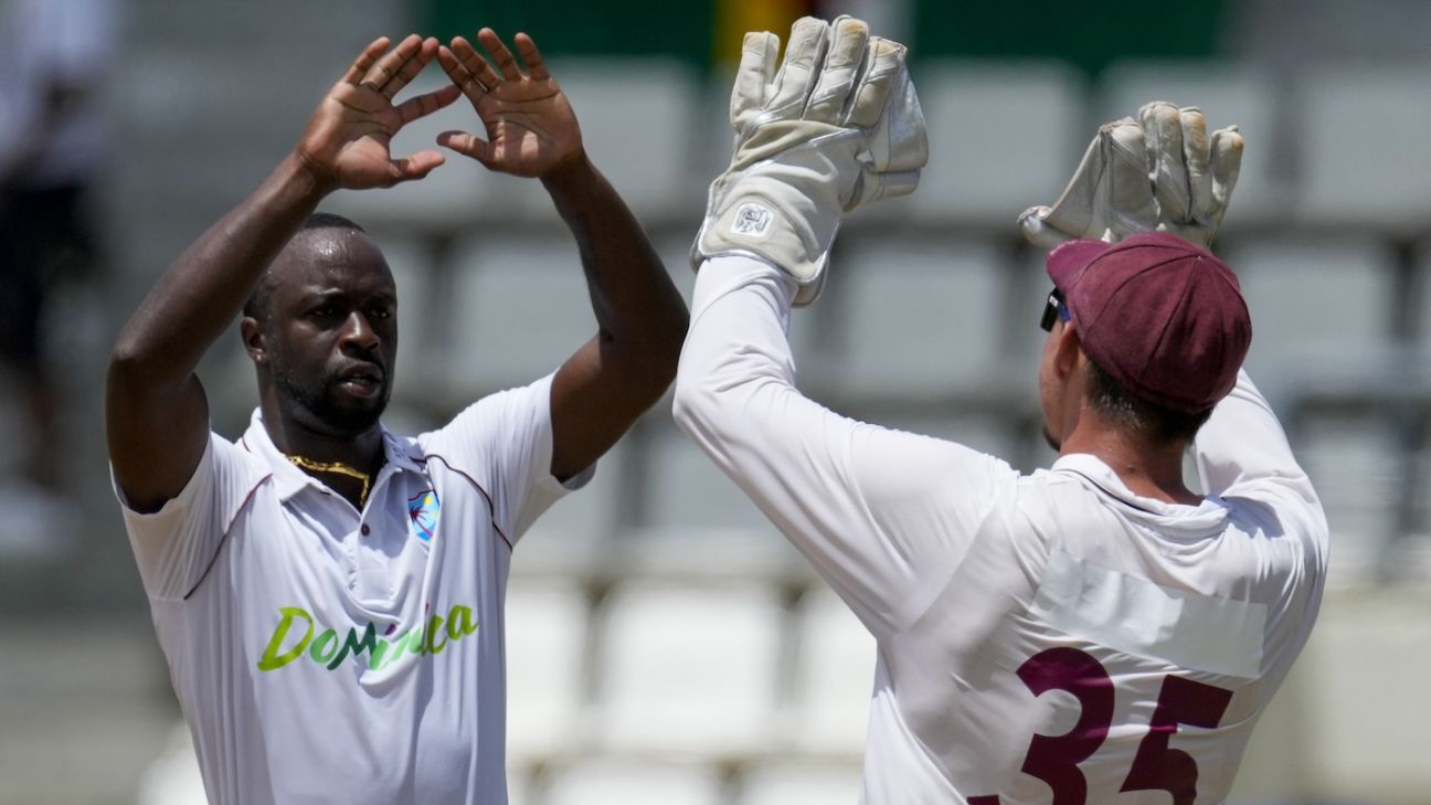 Roach, Seales build the road to victory for West Indies despite Taskin six-for