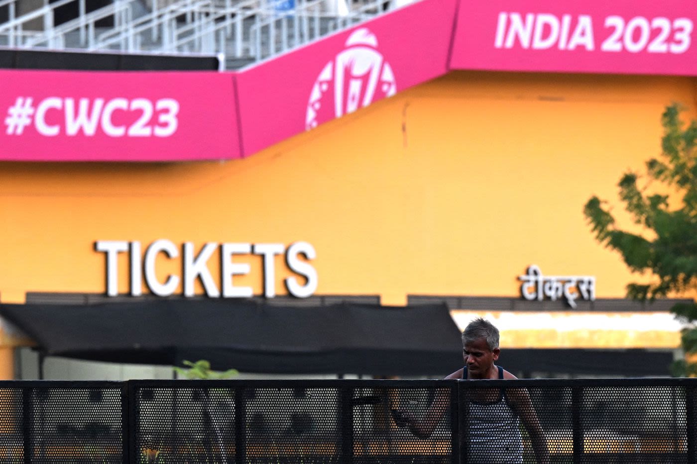 The ticket counter at the Narendra Modi Stadium gears up for the 2023