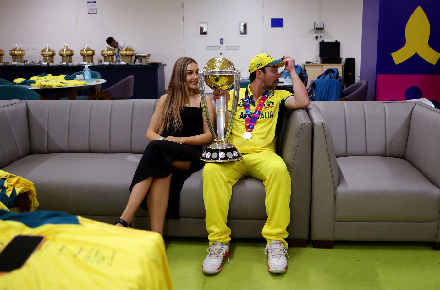 Travis Head and his wife Jessica hand out with the World Cup ...