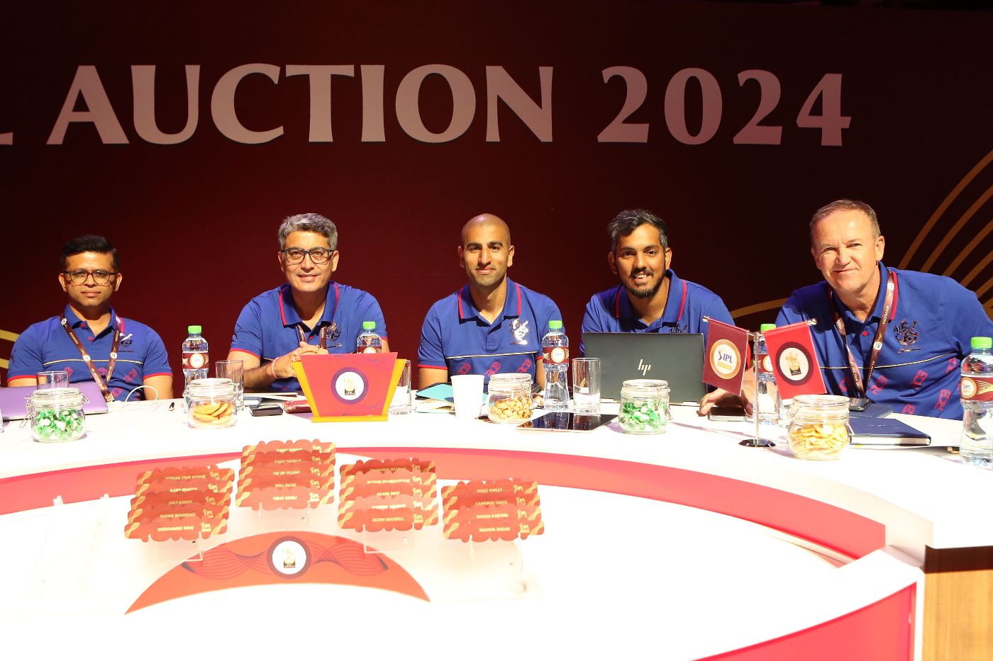 The Royal Challengers Bangalore table at the IPL 2024 auction