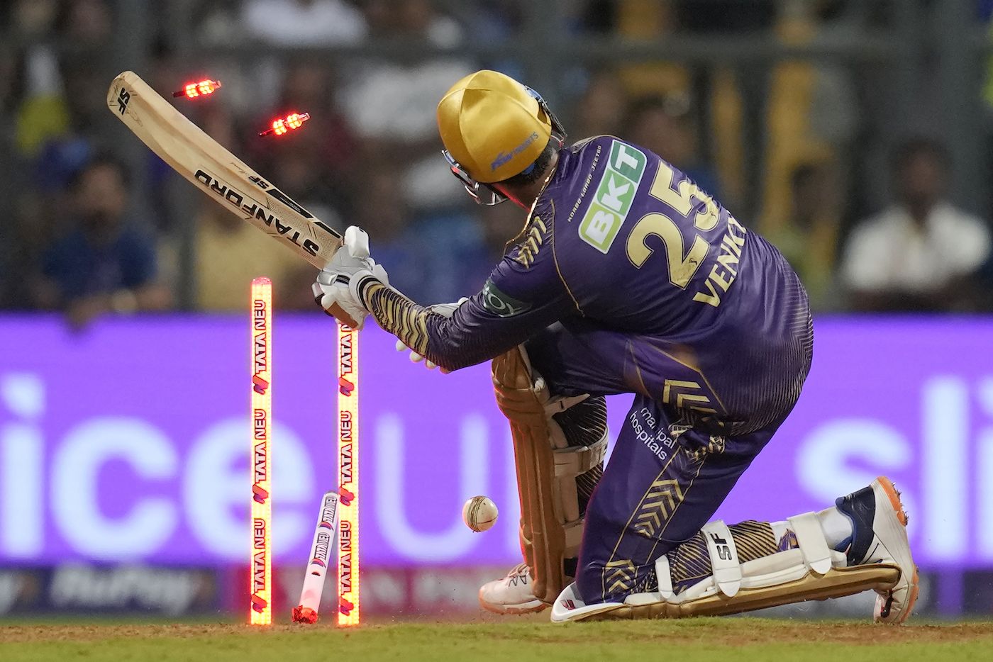 Venkatesh Iyer Loses His Stumps To A Jasprit Bumrah Yorker Venkatesh Iyer Loses His Stumps To A Jasprit Bumrah Yorker