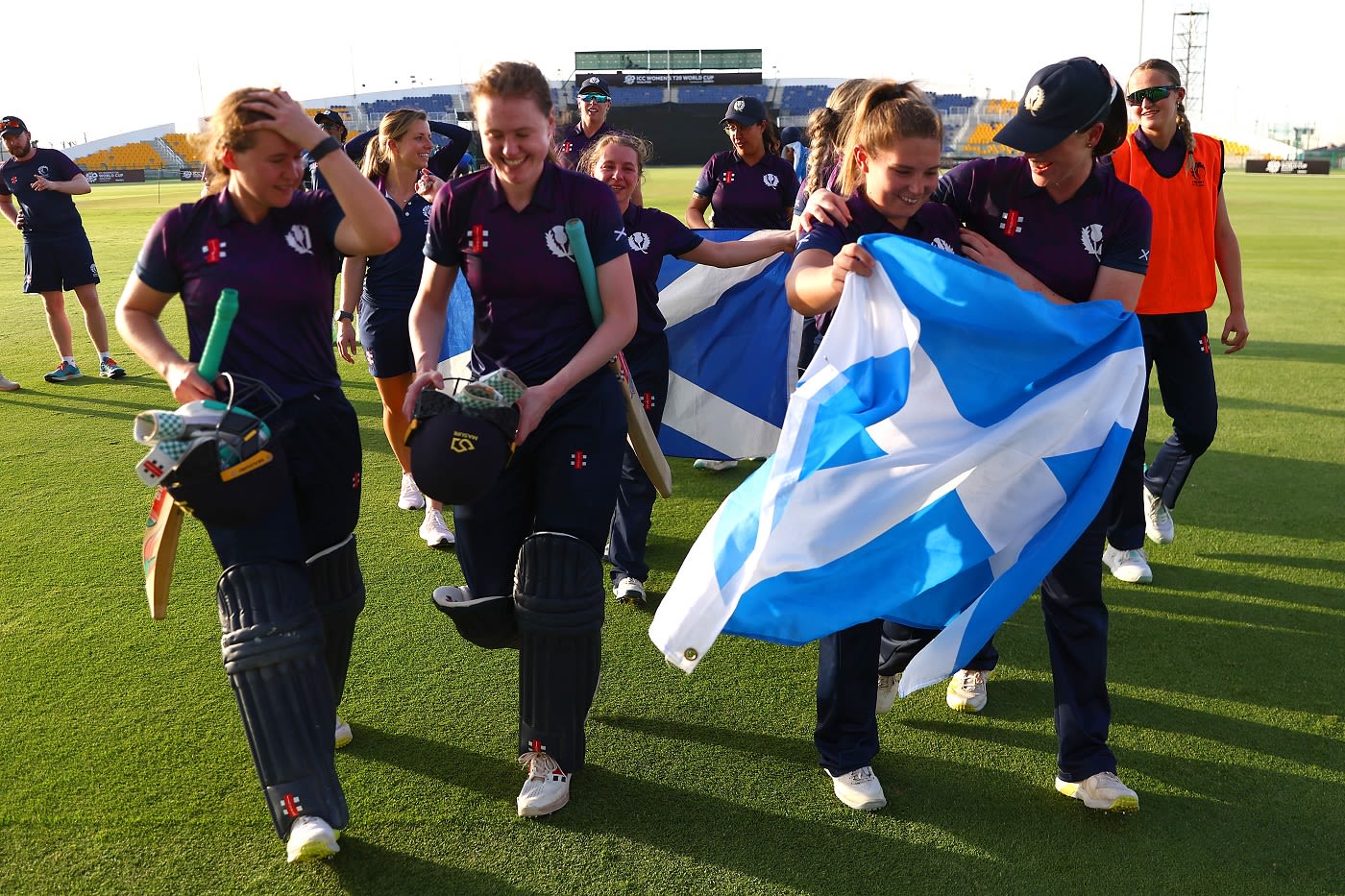 Scotland players get together after beating Ireland