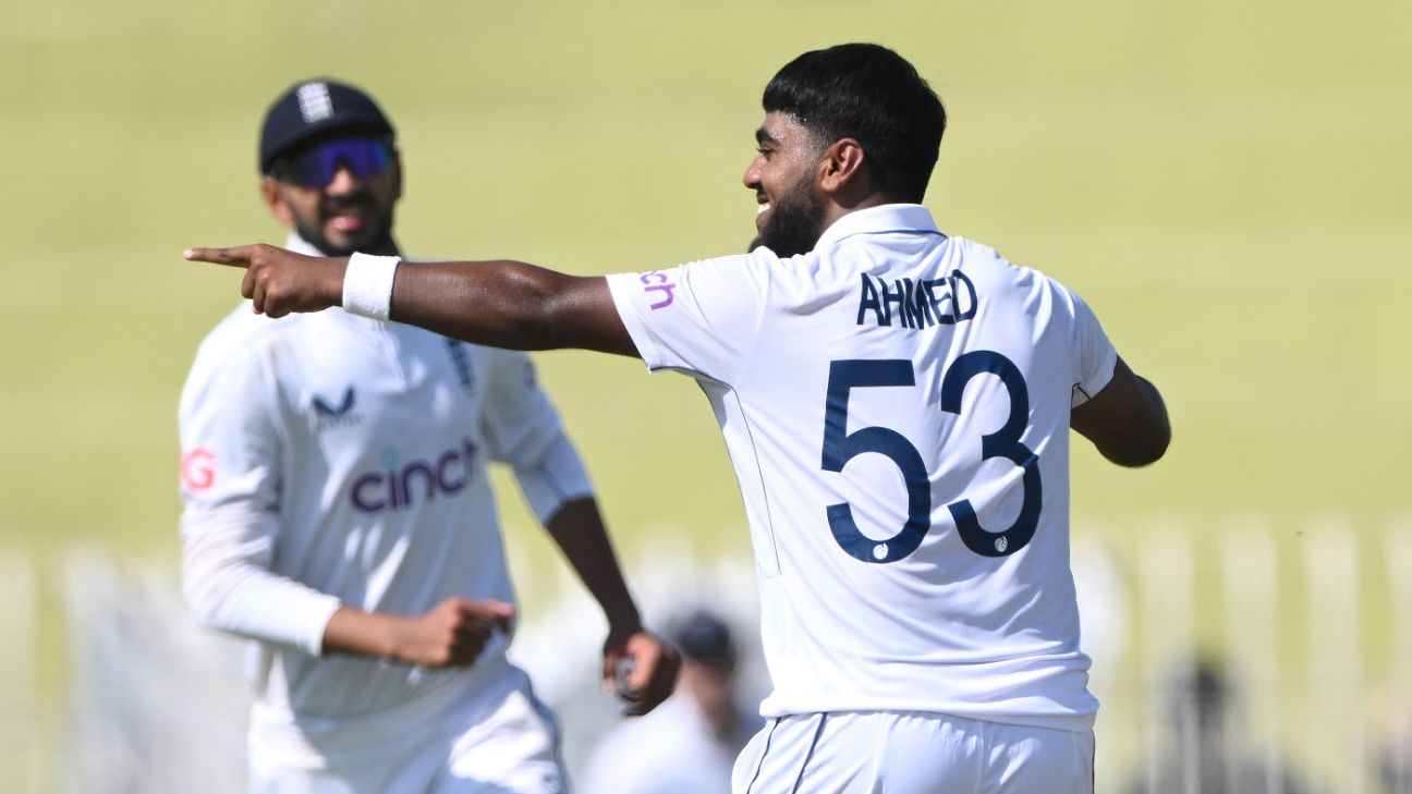 Rehan Ahmed's Three Wickets Give England Upper Hand in Rawalpindi Test