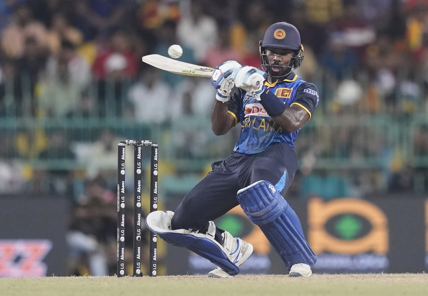 Janith Liyanage shapes to ramp one away | ESPNcricinfo.com