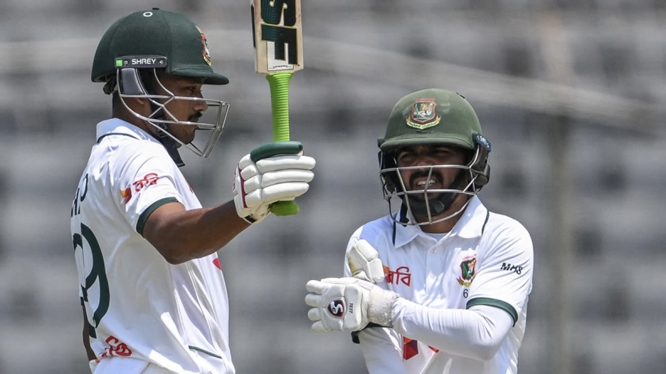 [espncricinfo]Shanto ton, Mominul fifty frustrate Pakistan in second session of Mirpur Test