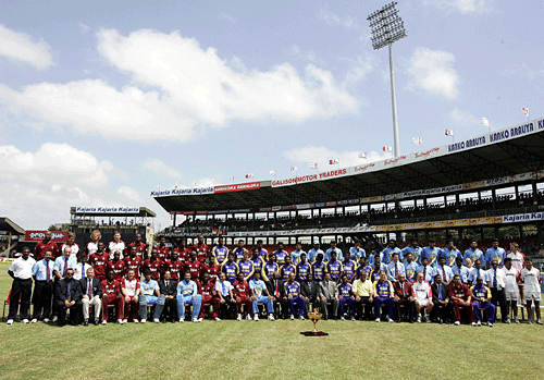Sri Lanka, West Indies and India line up for a team snap