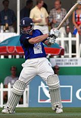 Matthew Maynard cuts another shot to the fence. | ESPNcricinfo.com