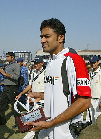 Anil Kumble With The Man Of The Match Award ESPNcricinfo Com