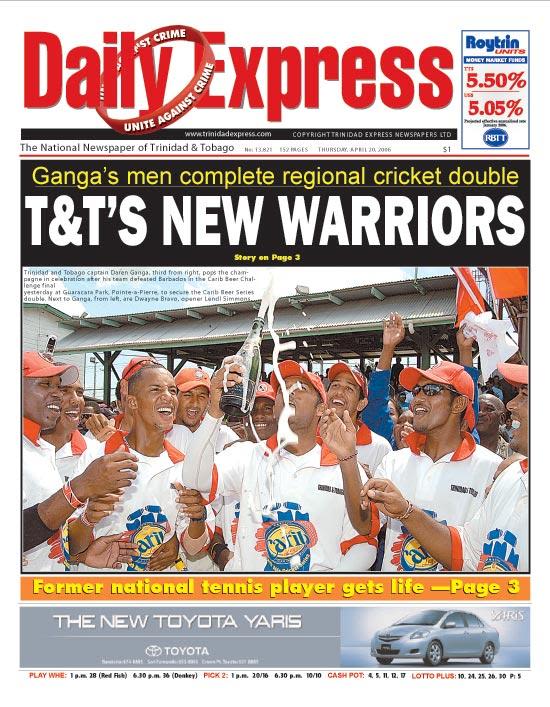 The Front Page Of The Trinidad Tobago Express Celebrates Victory   61927 