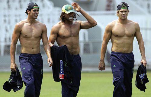 Australia S Pack Mitchell Johnson Andrew Symonds And Shane Watson ESPNcricinfo Com