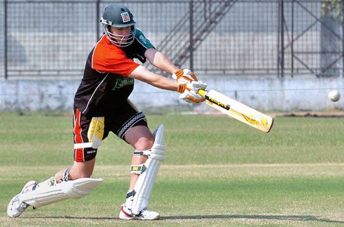 Ryan Higgins of Zimbabwe during net practice in Bangladesh