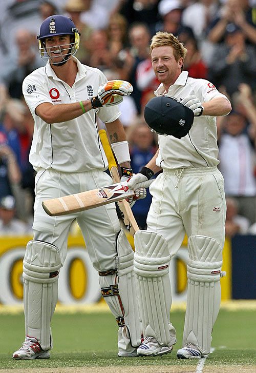 Paul Collingwood Is Congratulated On His Hundred By Kevin Pietersen ...