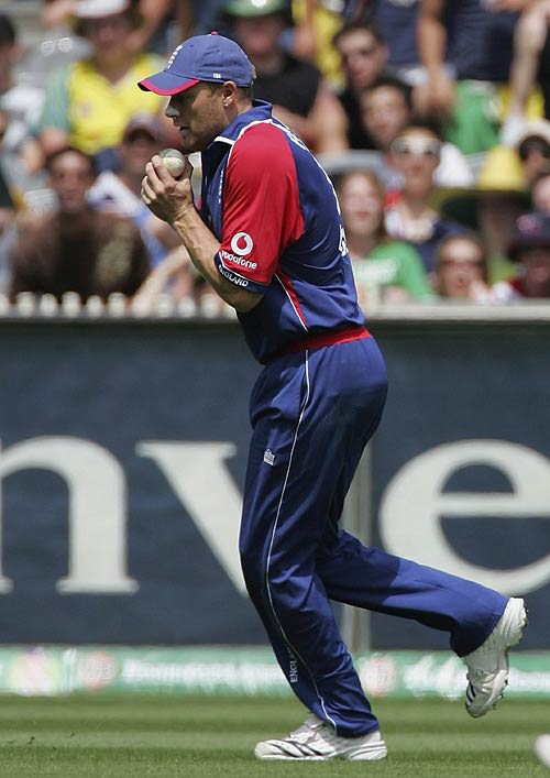 Andrew Flintoff Just Manages To Cling Onto A Steepling Chance From Adam