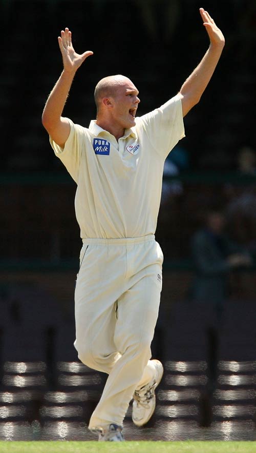 Doug Bollinger appeals for a wicket
