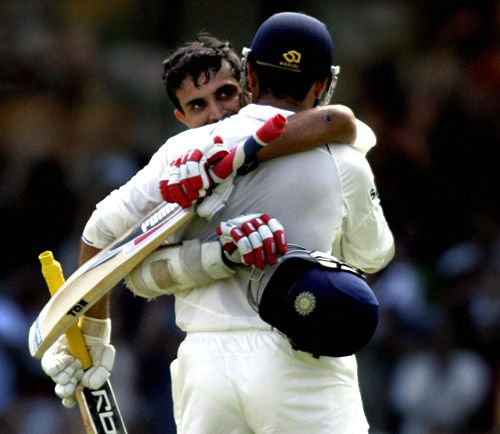 Sourav Ganguly Is Embraced By Irfan Pathan After He Reached His Double ...