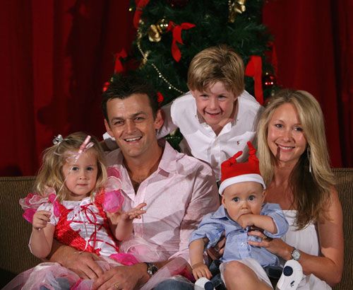 Adam Gilchrist with his family at the Australian team's Christmas lunch ...