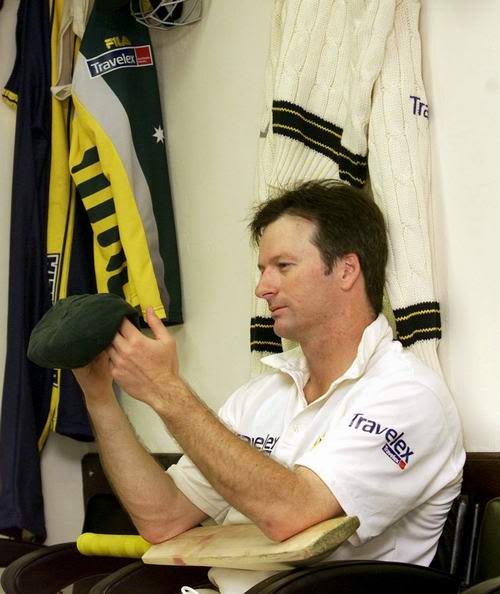 Steve Waugh inspects his baggy green