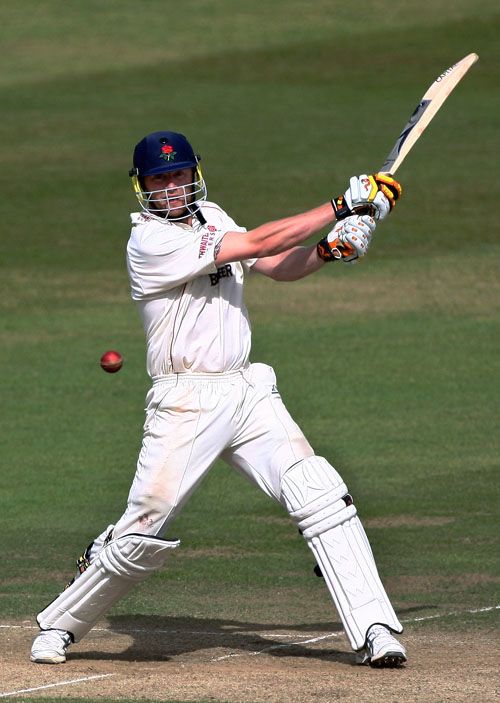 Andrew Flintoff hammers one through the off side