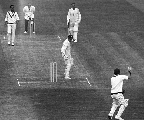 Keith Fletcher is caught-behind by Deryck Murray off Garry Sobers ...