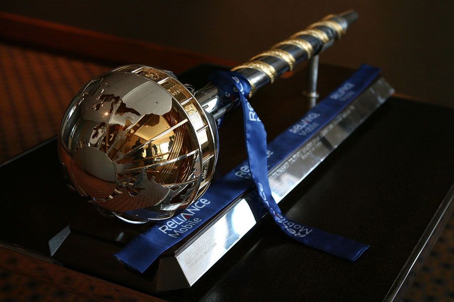 The ICC Test Championship Mace on display