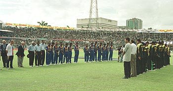 The Sri Lankan And Pakistani Team Members Line Up At The Start Of The ...