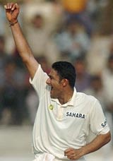 Anil Kumble Celebrates One Of His Seven Wickets Espncricinfo Com