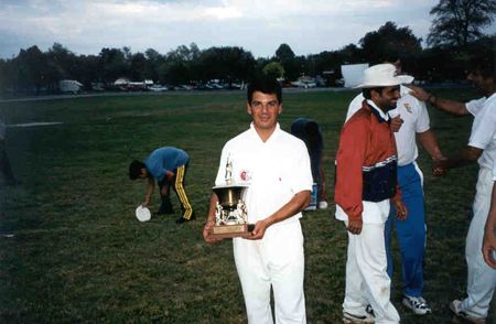 The ECC Trophy Cup 1999 being displayed