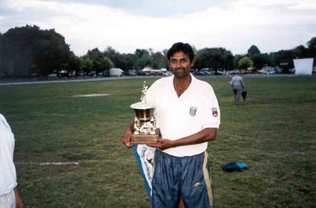 The ECC Trophy Cup 1999 being displayed